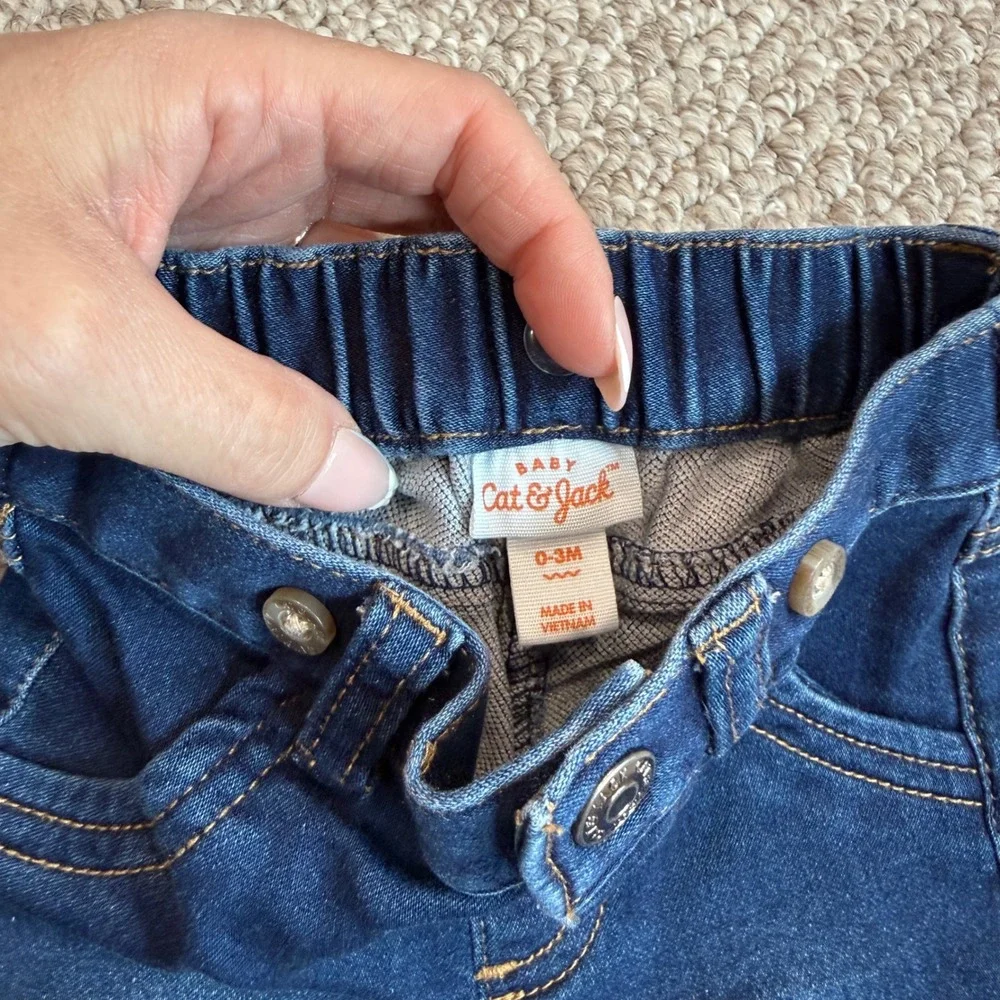 Cat & Jack Baby Boy Jeans Bundle Dark Wash Denim‎ Size 0-3 Months
